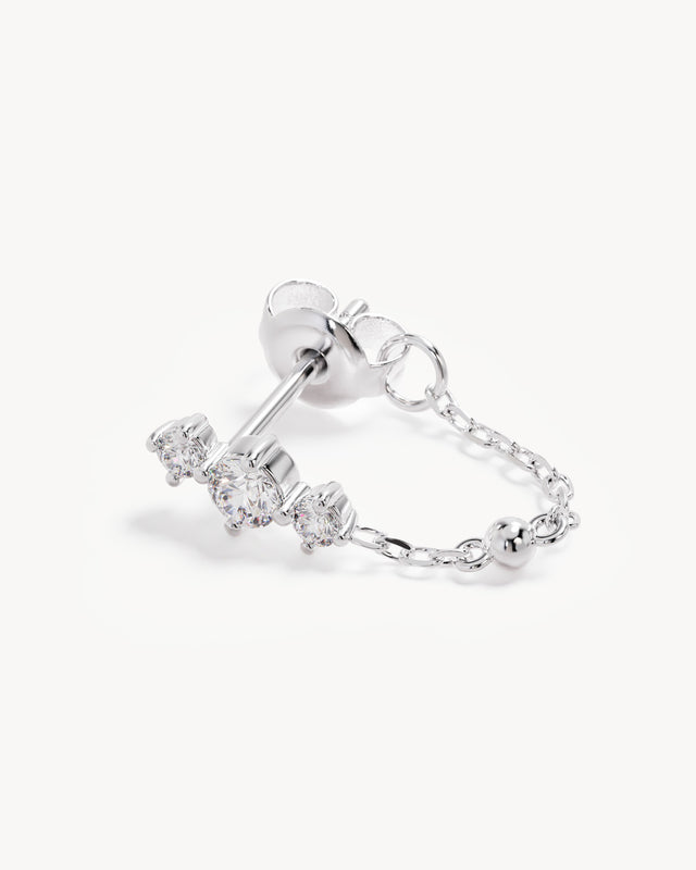 Sterling Silver In the Stars Chain Huggie Earrings
