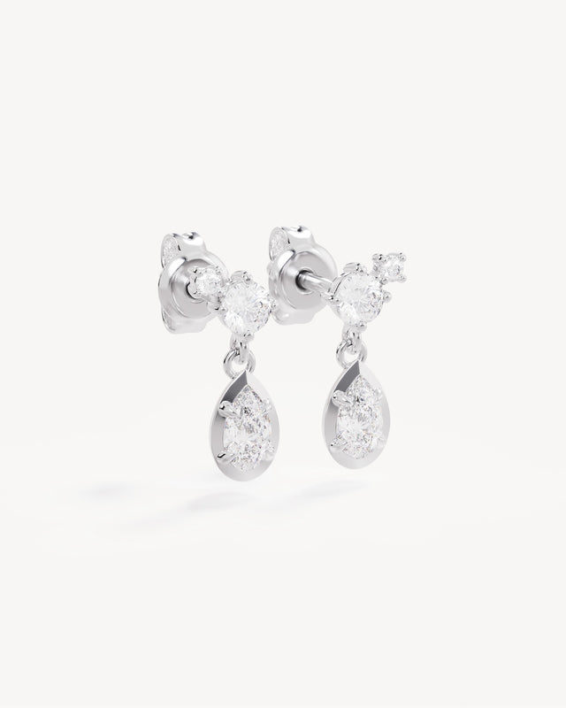 Sterling Silver Quiet Radiance Drop Stud Earrings