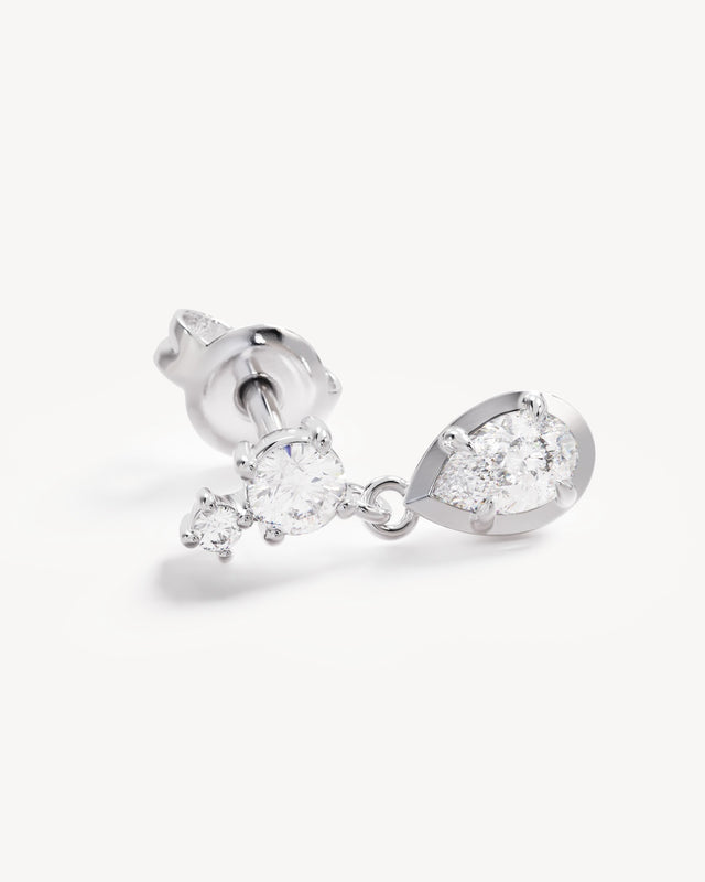 Sterling Silver Quiet Radiance Drop Stud Earrings