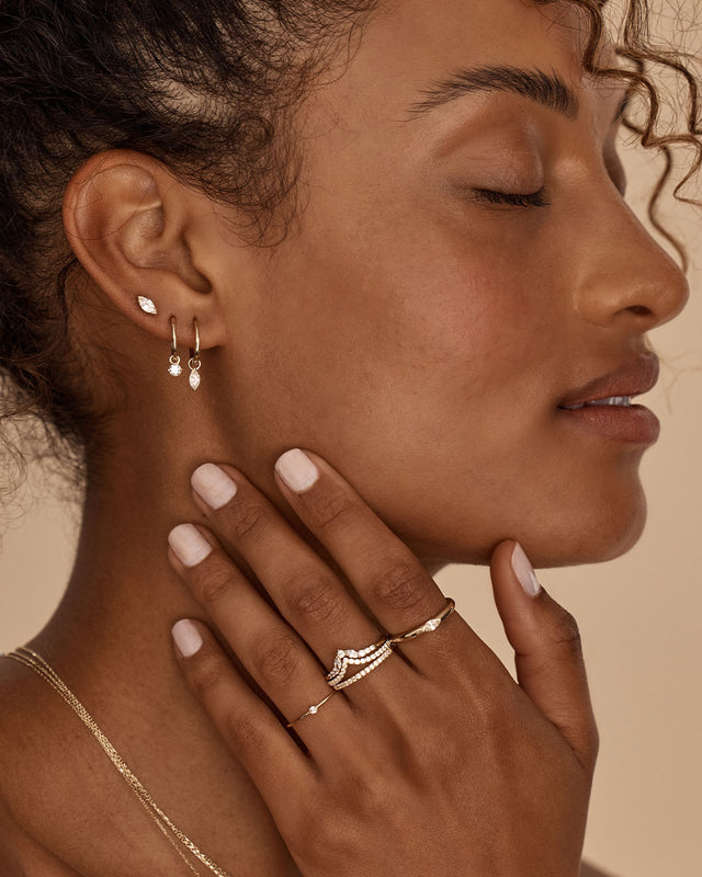 14k Solid Gold Water Drop Diamond Hoop – by charlotte