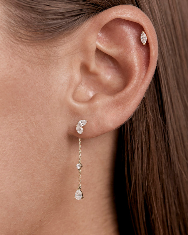 9k Solid Gold Whispering Wings Lab-Grown Diamond Chain Earring - Left