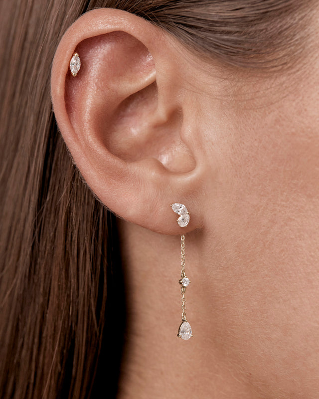 9k Solid Gold Whispering Wings Lab-Grown Diamond Chain Earring - Right