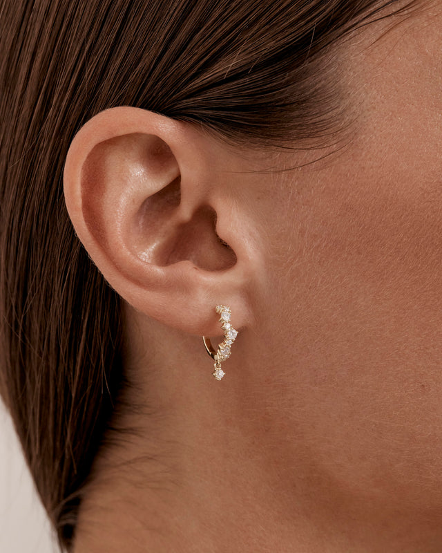 9k Solid Gold Sunlit Dew Lab-Grown Diamond Hoop Earring
