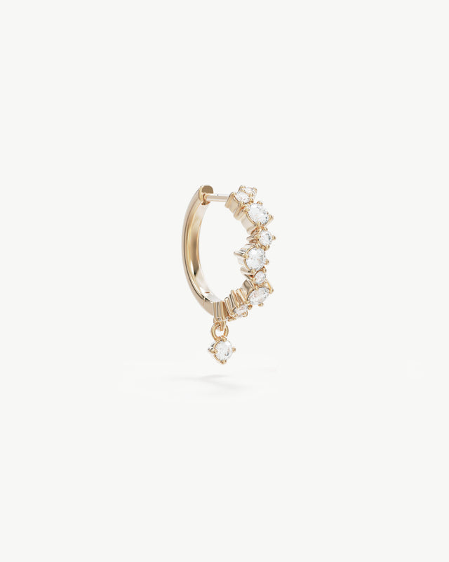 9k Solid Gold Sunlit Dew Lab-Grown Diamond Hoop Earring