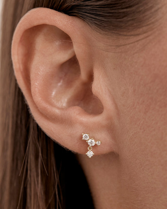 9k Solid Gold Sunlit Dew Lab-Grown Diamond Stud Earring