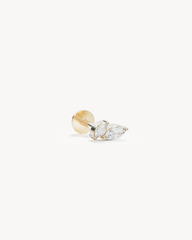 14k Solid Gold Whispering Petals Lab-Grown Diamond Cartilage Earring