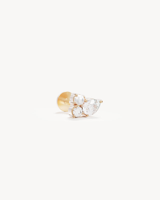 14k Solid Gold Dewdrop Radiance Lab-Grown Diamond Cartilage Earring