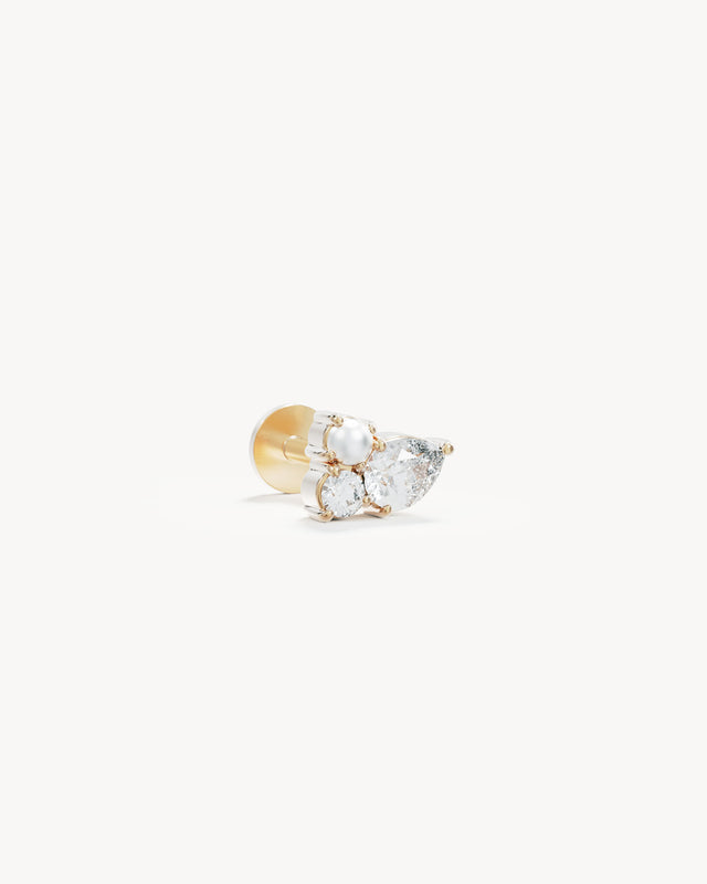 14k Solid Gold Dewdrop Radiance Lab-Grown Diamond Cartilage Earring