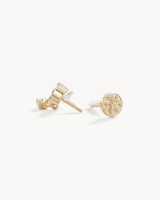 14k Solid Gold Whispering Wings Lab-Grown Diamond Cartilage Earring