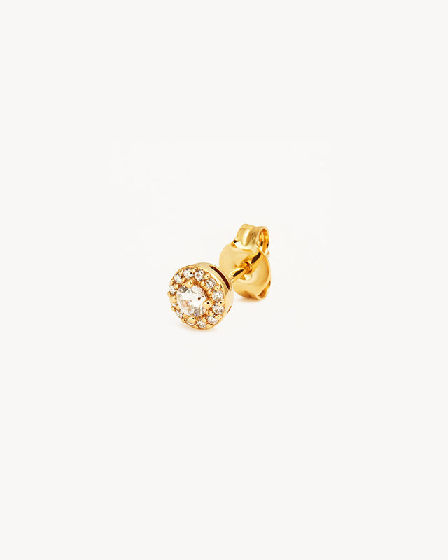 14k Solid Gold Ocean Mist Diamond Stud Earring