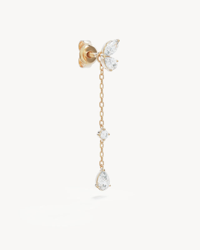 9k Solid Gold Whispering Wings Lab-Grown Diamond Chain Earring - Left