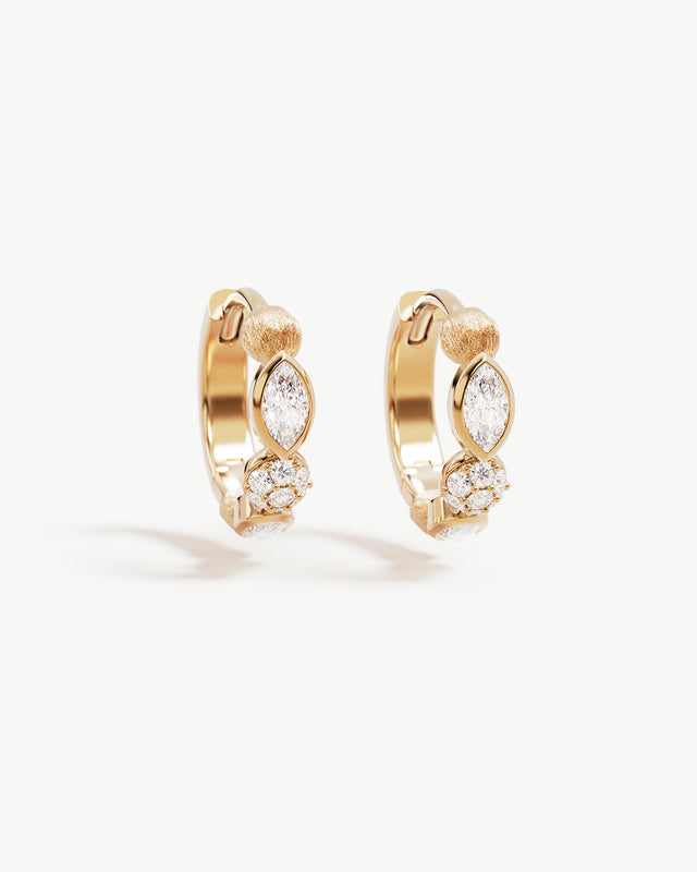 18k Gold Vermeil Protection of Eye Hoops - Crystal