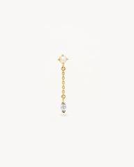 14k Solid Gold Into The Blue Chain Earring