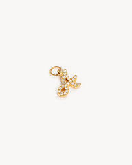 14k Solid Gold Forever Love Diamond Letter Hoop Earring Charm