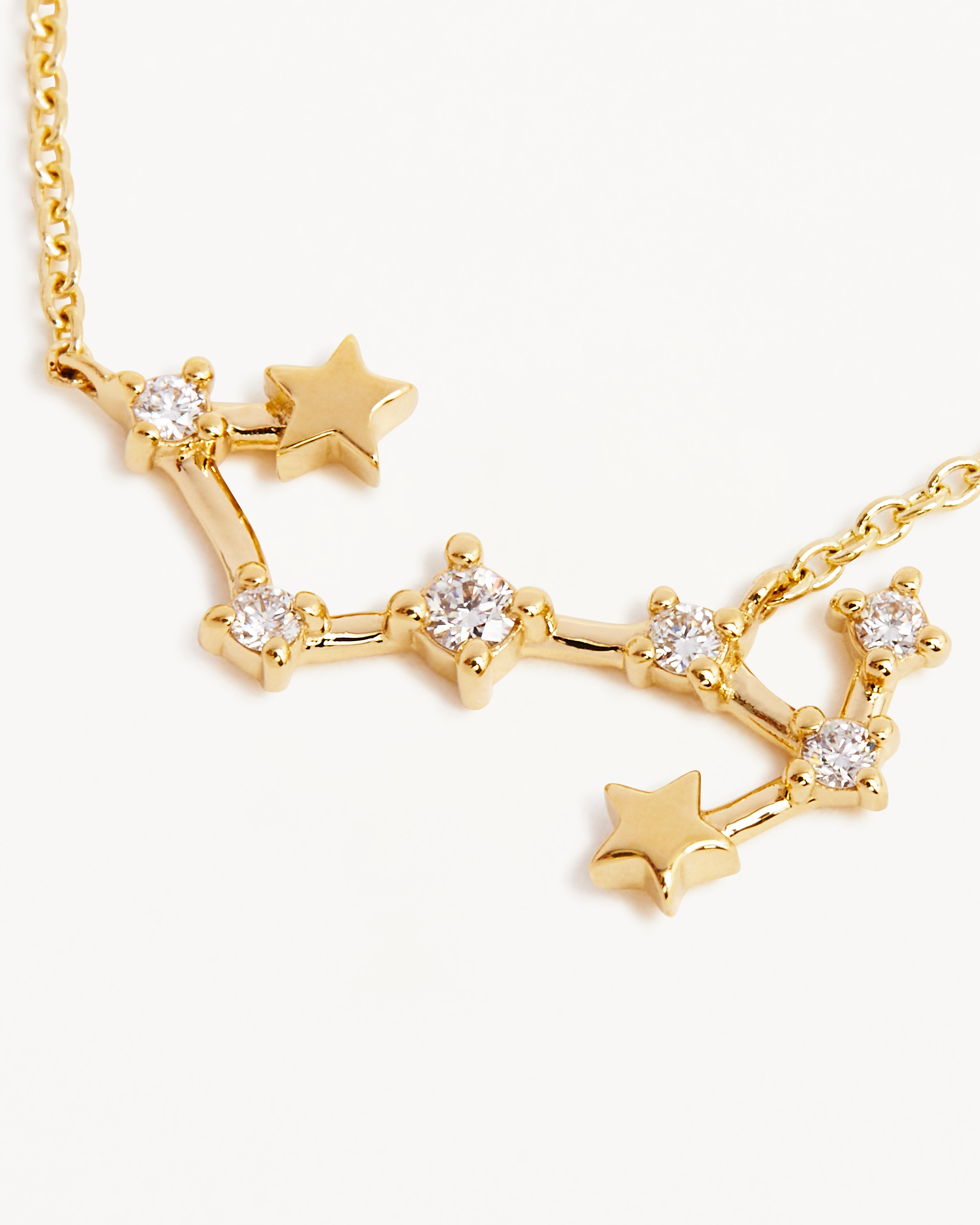 Scorpio Zodiac Constellation Necklace 18K Yellow Gold & Diamond | Genevieve  Collection | Wolf & Badger