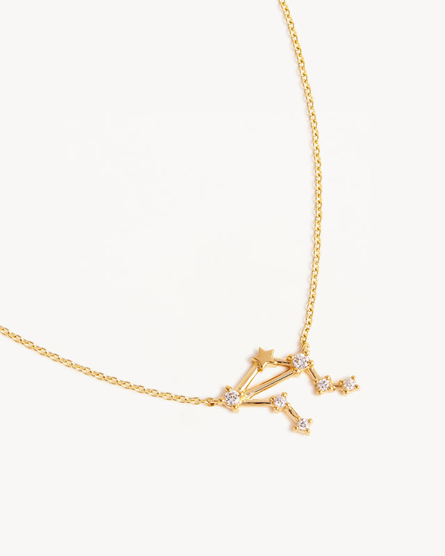 14k Solid Gold Starry Night Zodiac Constellation Diamond Necklace - Libra