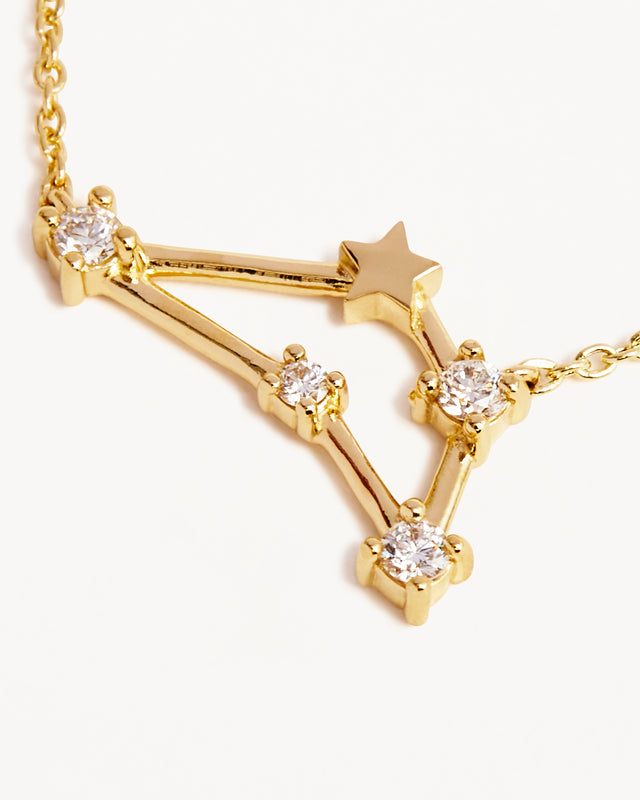 14k Solid Gold Starry Night Zodiac Constellation Diamond Necklace - Capricorn
