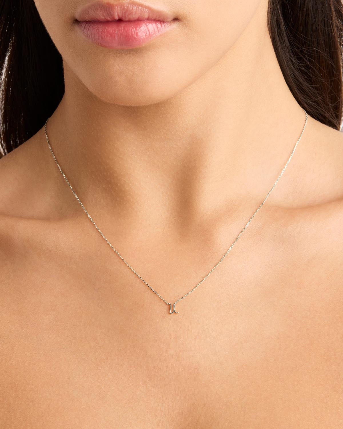 Diamond initial necklace 14k gold