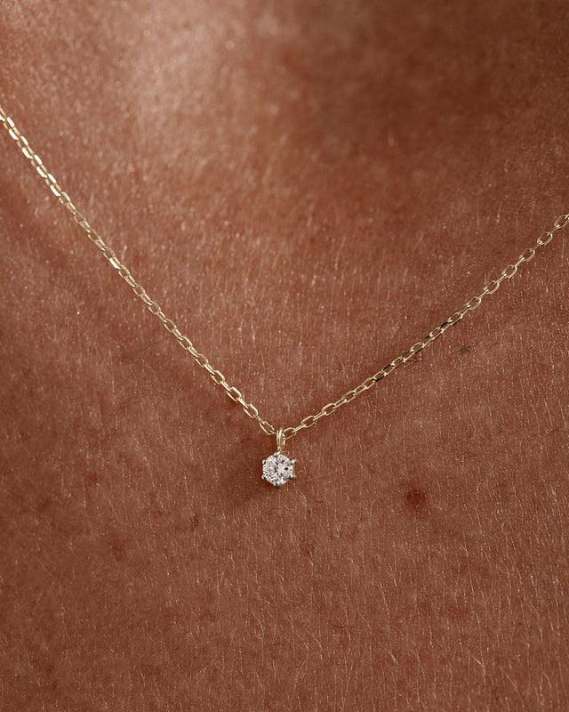 14k Solid Gold Sweet Droplet Diamond Necklace