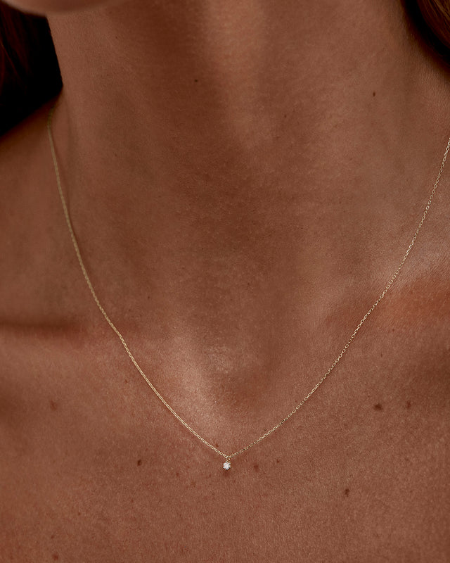 14k Solid Gold Sweet Droplet Diamond Necklace