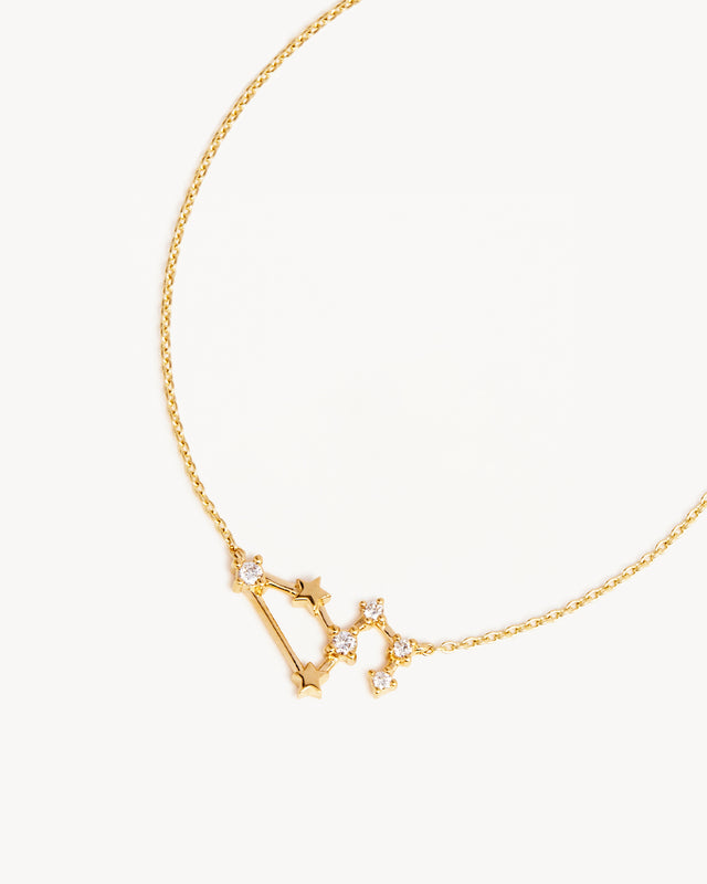 14k Solid Gold Starry Night Zodiac Constellation Diamond Necklace - Leo