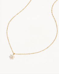 14k Solid Gold Crystal Lotus Flower Necklace