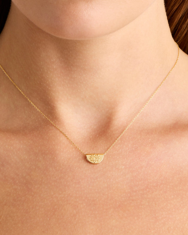 14k Solid Gold Mini Lotus Necklace