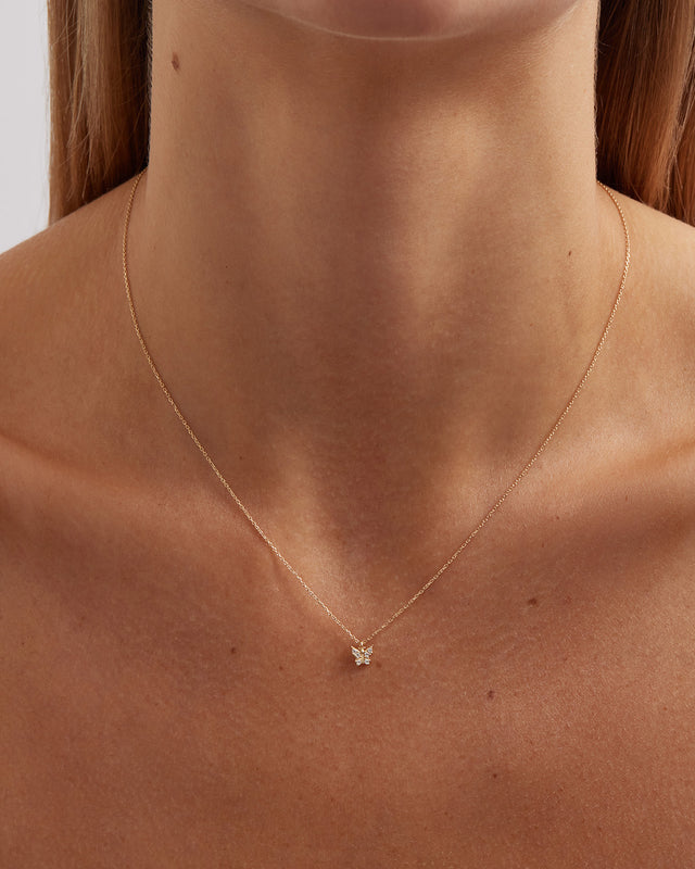 9k Solid Gold Fly With Me Lab-Grown Diamond Necklace