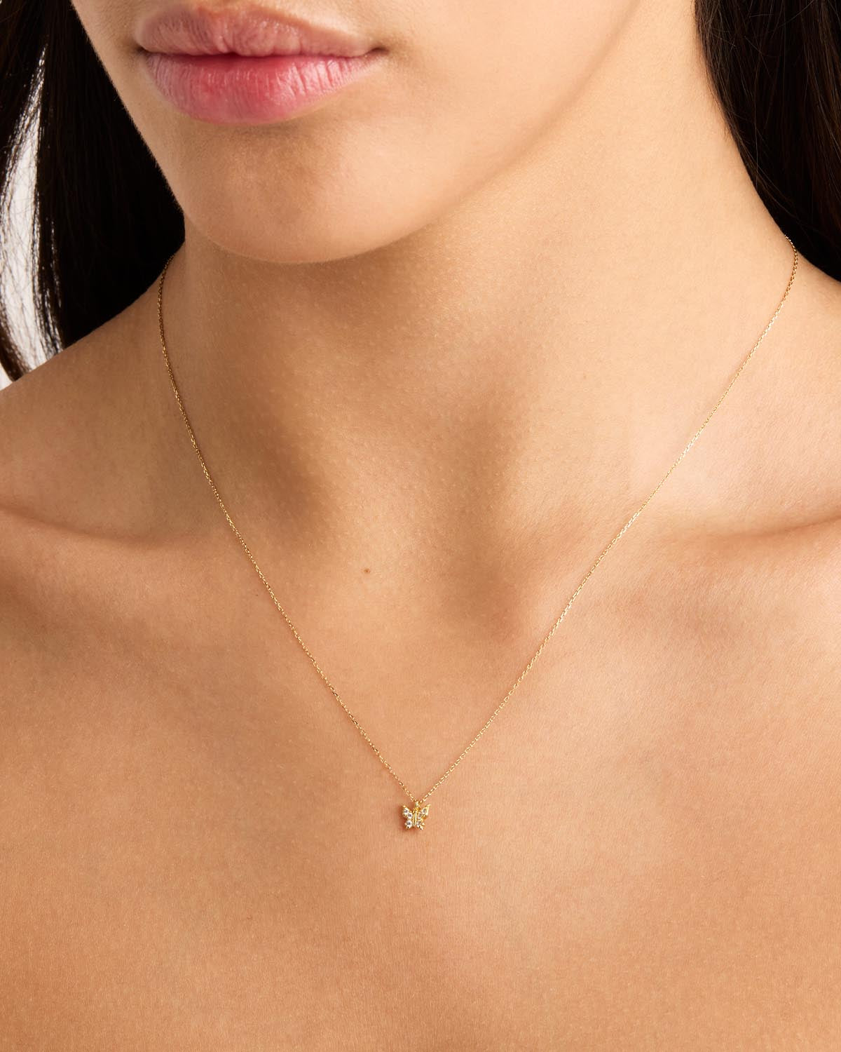 Small gold deals butterfly necklace