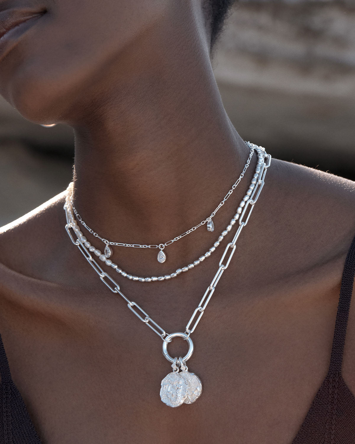 Real silver choker deals necklace