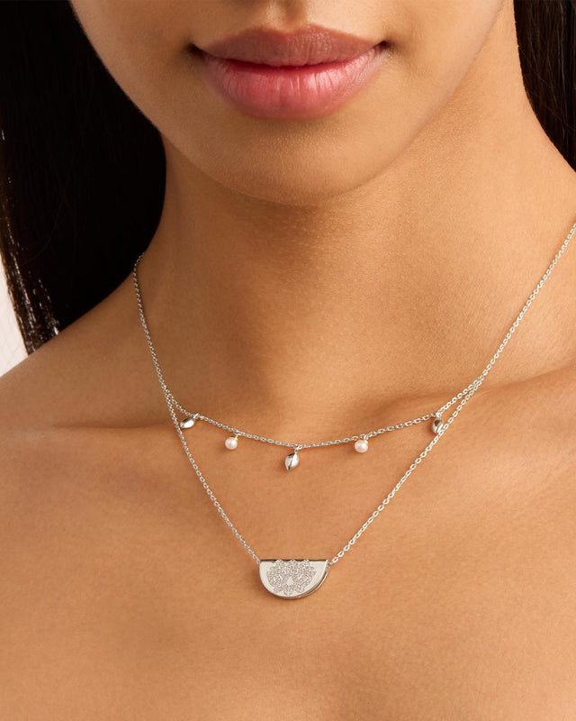 Sterling Silver Live in Peace Lotus Necklace
