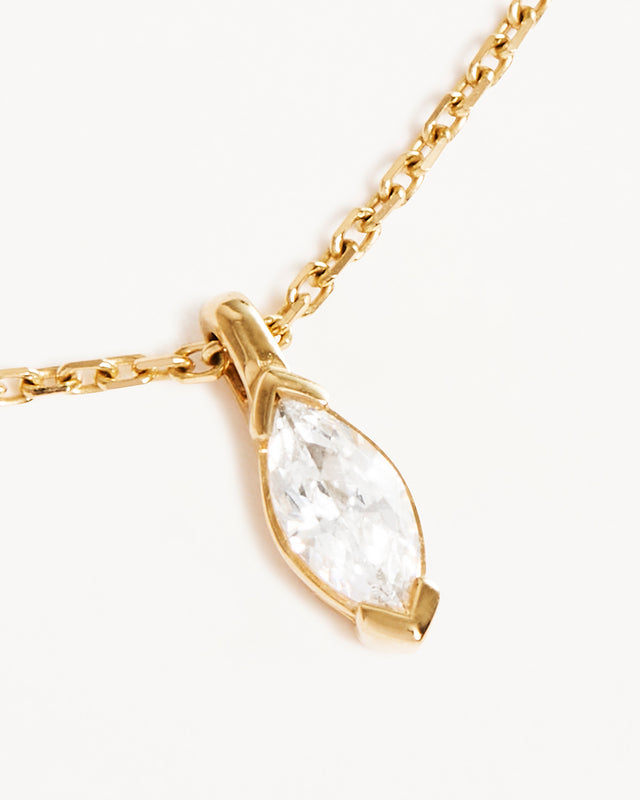 14k Solid Gold Floating Petal Lab-Grown Diamond Necklace
