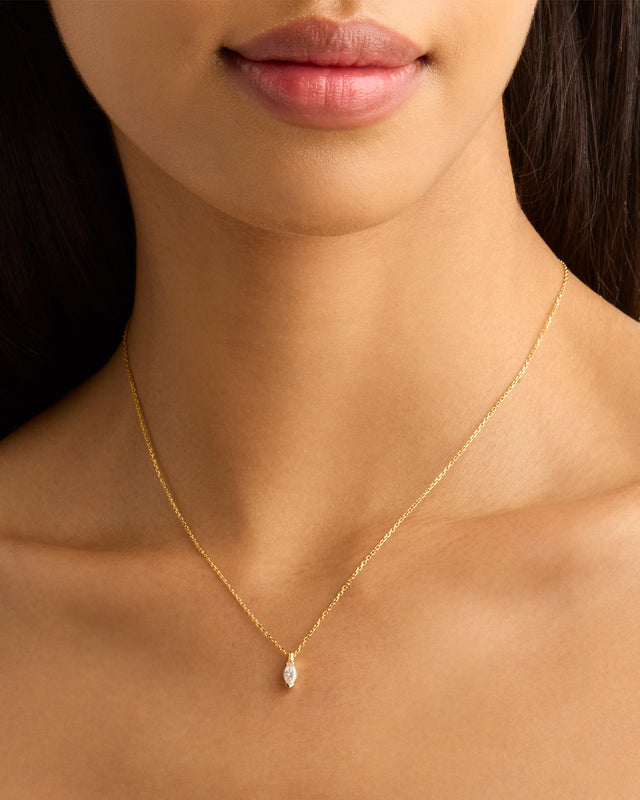 14k Solid Gold Floating Petal Lab-Grown Diamond Necklace