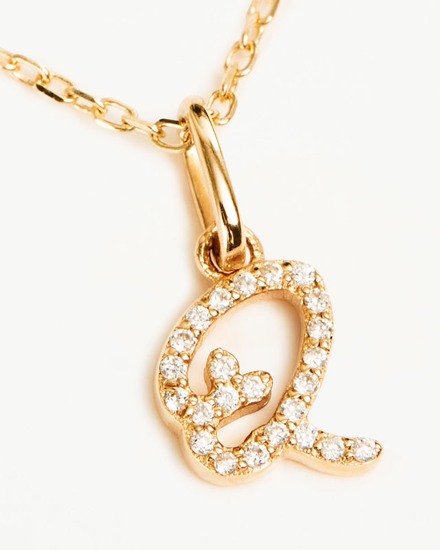 14k Solid Gold Forever Love Diamond Letter Necklace