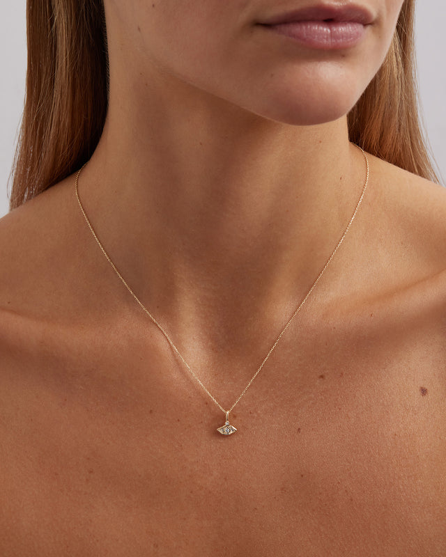 9k Solid Gold I Am Protected Lab-Grown Diamond Necklace