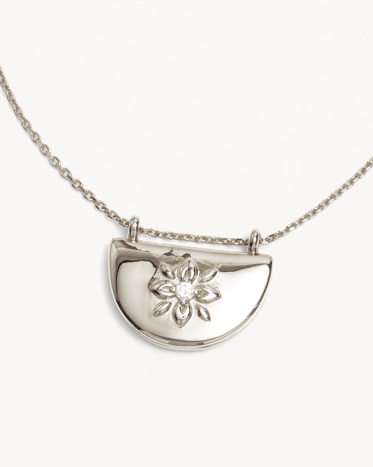 Helen De Lete Sterling Silver Lotus Choker Necklace - Hollow-Out Design, 24x14mm Pendant