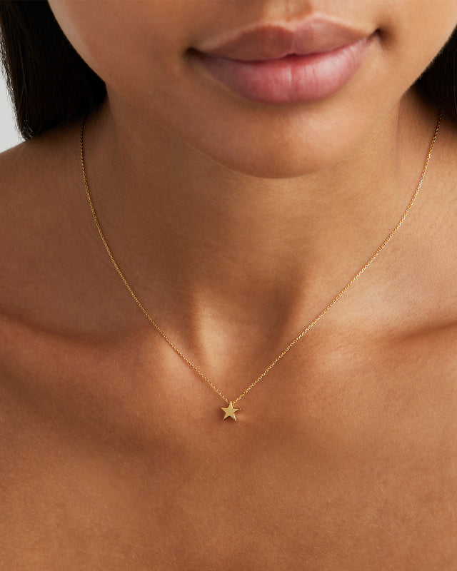 9k Solid Gold Wishing on a Star Necklace