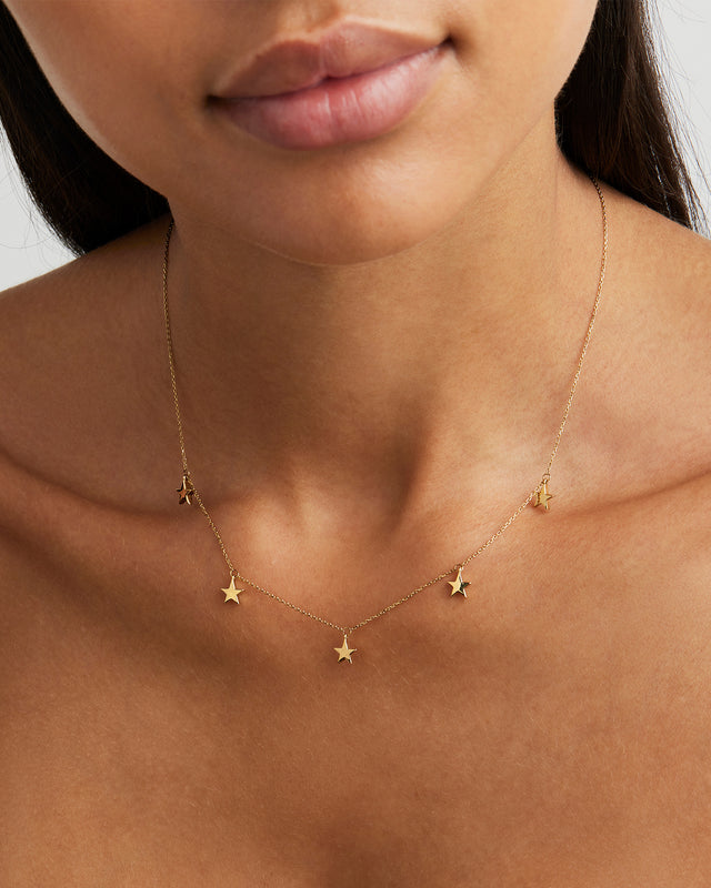 9k Solid Gold Star Bright Necklace