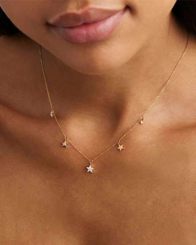 9k Solid Gold Stargazer Lab-Grown Diamond Necklace