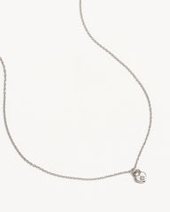 Sterling Silver Crystal Lotus Heart Padlock Necklace