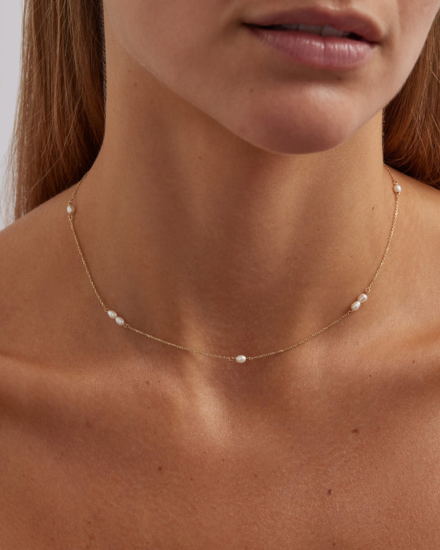 9k Solid Gold Serene Dreams Pearl Choker