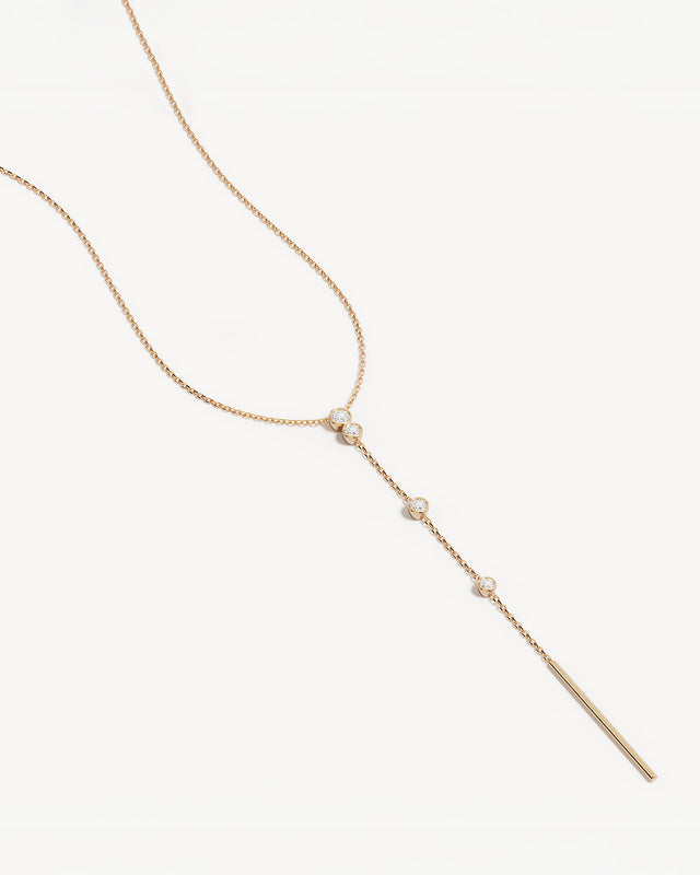 18k Gold Plated Crystal Dew Lariat Necklace