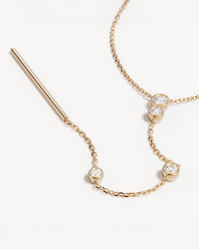 18k Gold Plated Crystal Dew Lariat Necklace