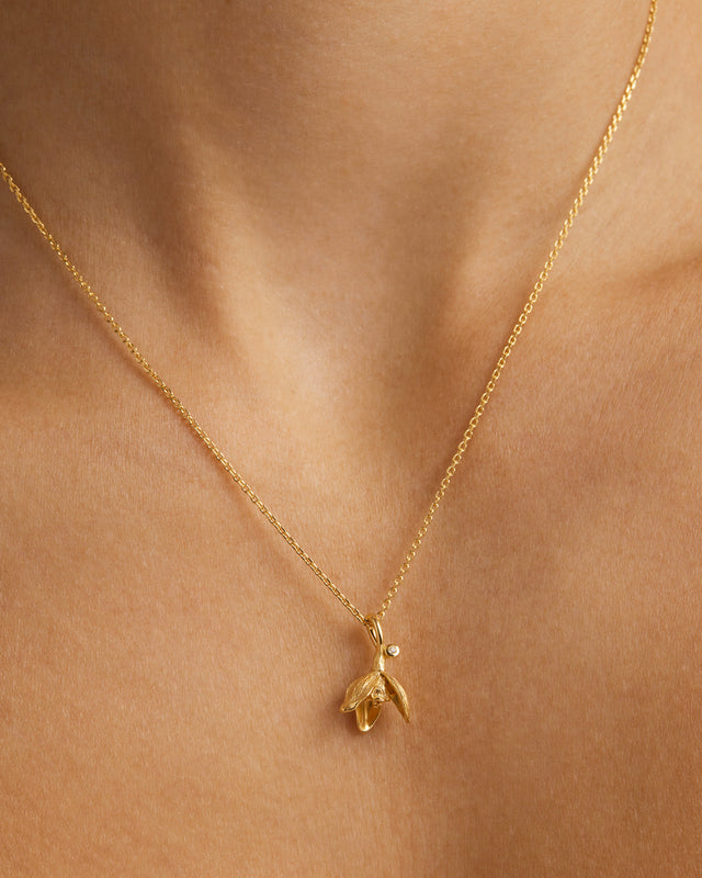 18k Gold Vermeil Snowdrop January Birth Flower Necklace