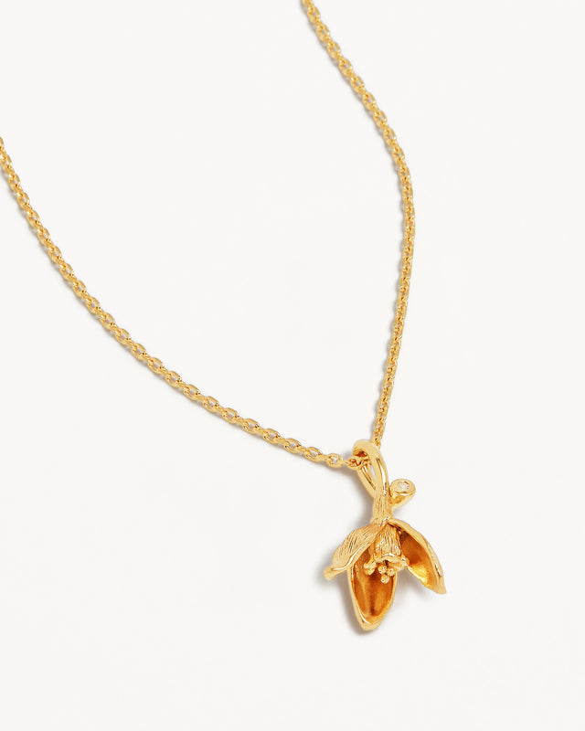 18k Gold Vermeil Snowdrop January Birth Flower Necklace