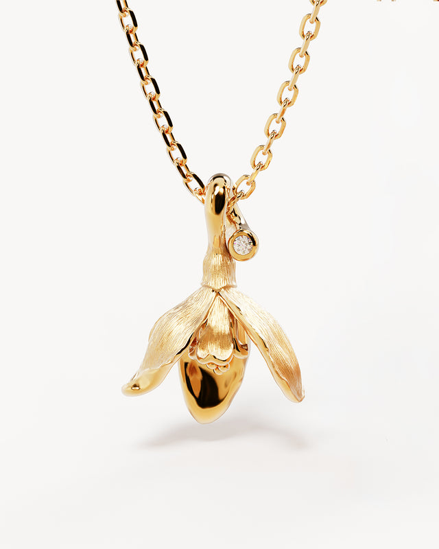 18k Gold Vermeil Snowdrop January Birth Flower Necklace