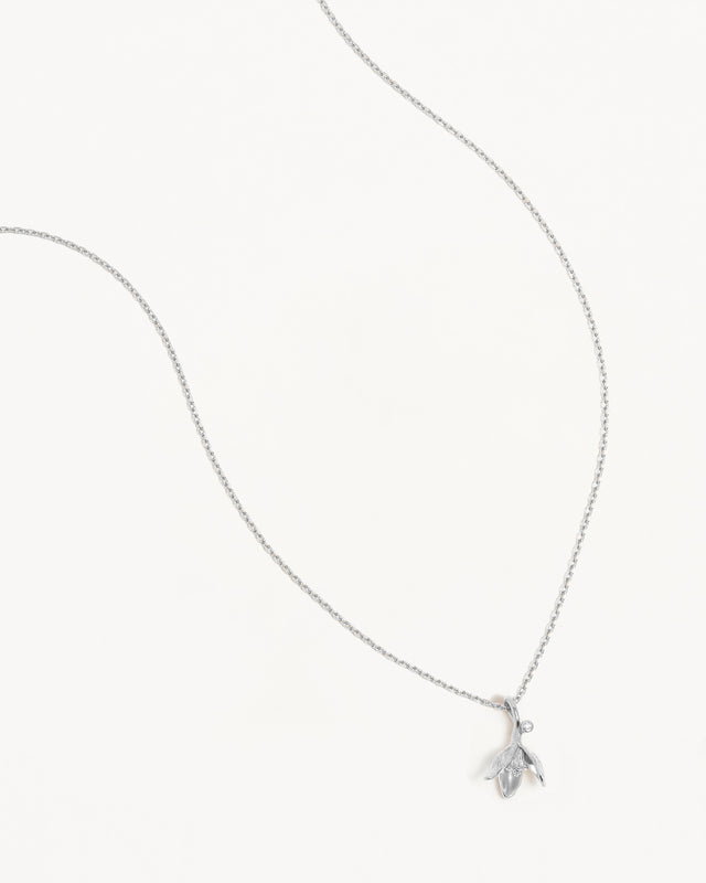 Sterling Silver Snowdrop January Birth Flower Necklace