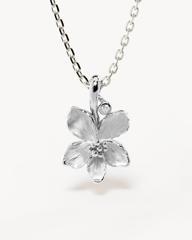 Sterling Silver Violet February Birth Flower Necklace