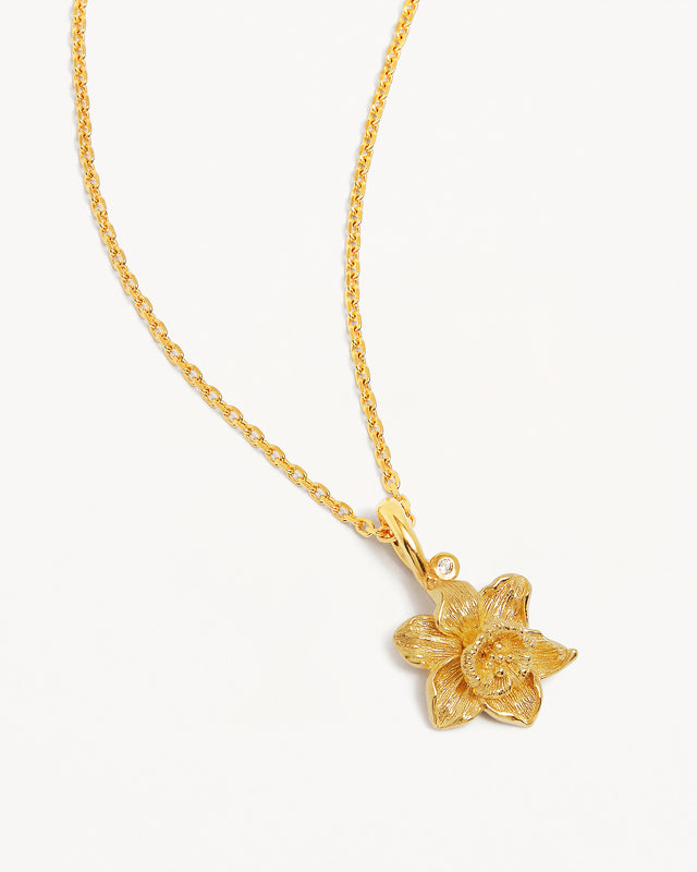 18k Gold Vermeil Daffodil March Birth Flower Necklace