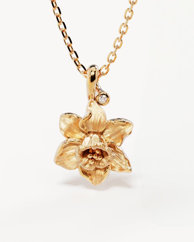 18k Gold Vermeil Daffodil March Birth Flower Necklace